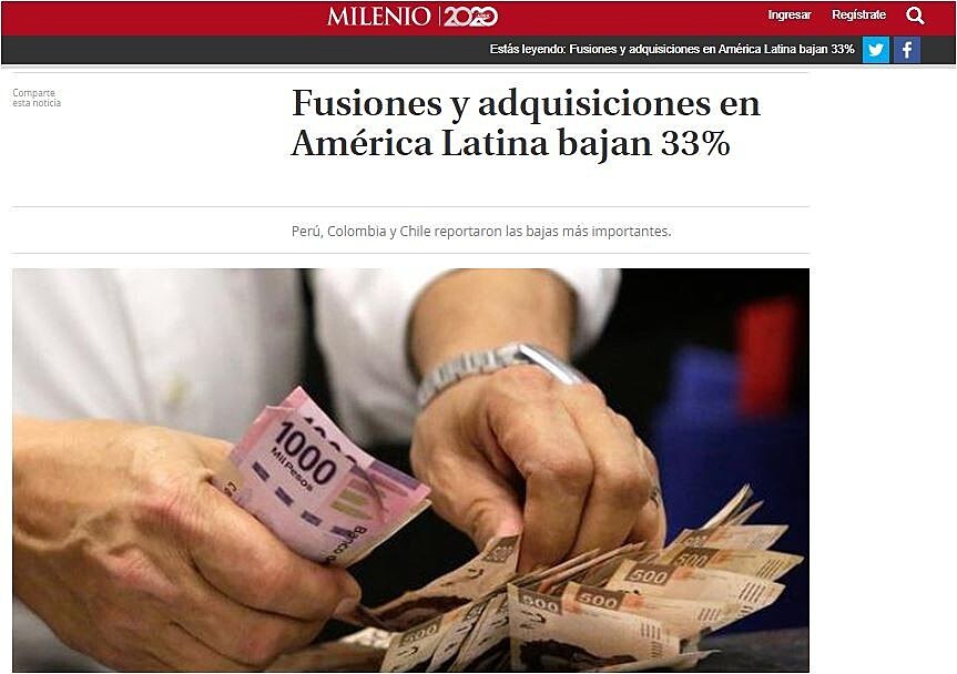 Fusiones y adquisiciones en Amrica Latina bajan 33%